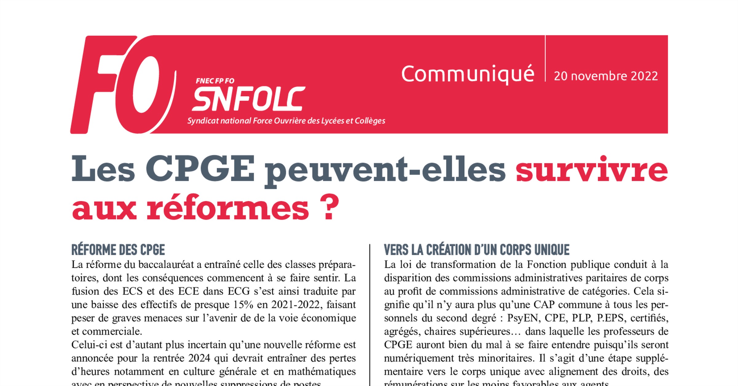 SNFOLC Les CPGE Peuvent elles Survivre Aux R formes snfolc-les-cpge-peuvent-elles-survivre-aux-r-formes